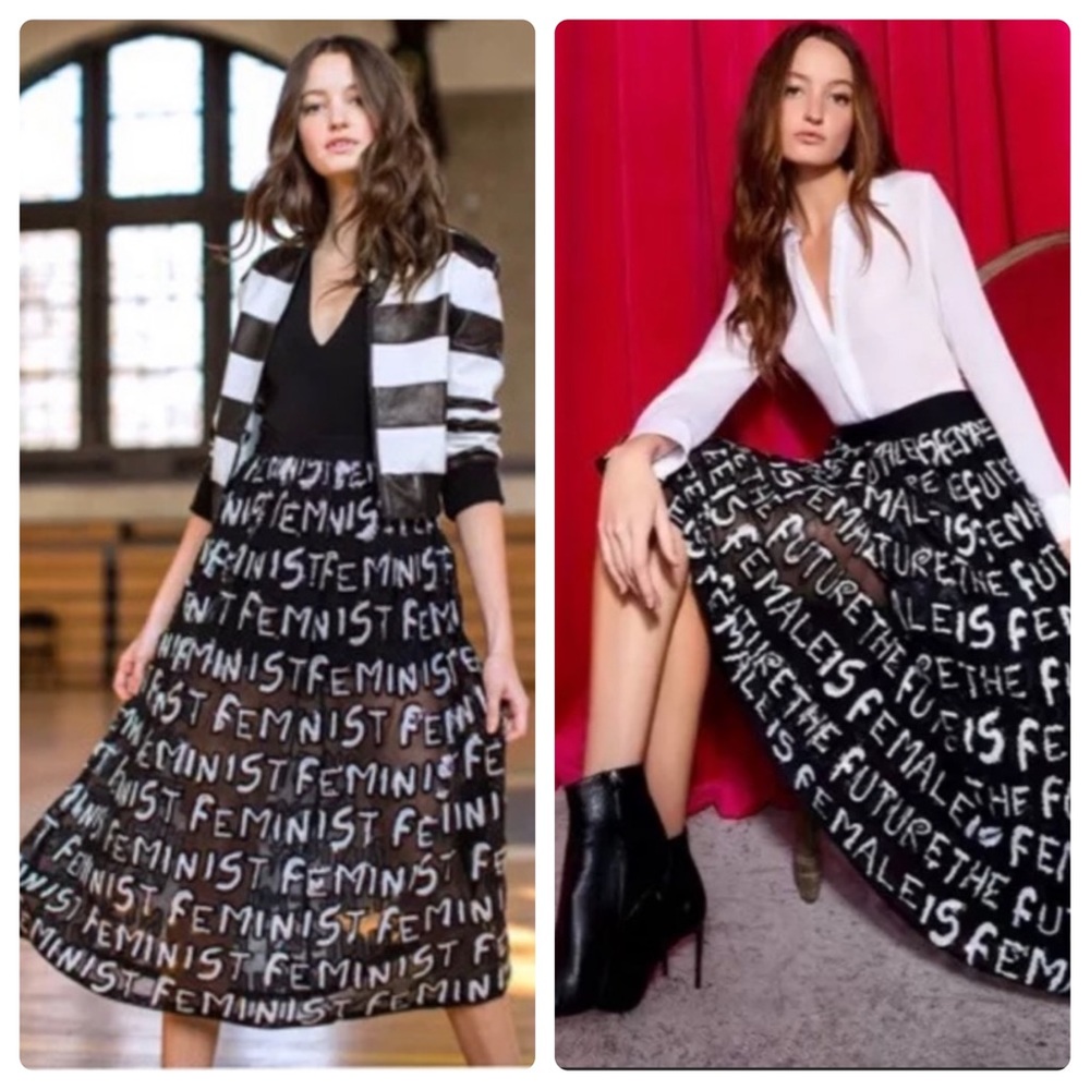 ALICE + OLIVIA LEVON Future Is Female Embellished Skirt